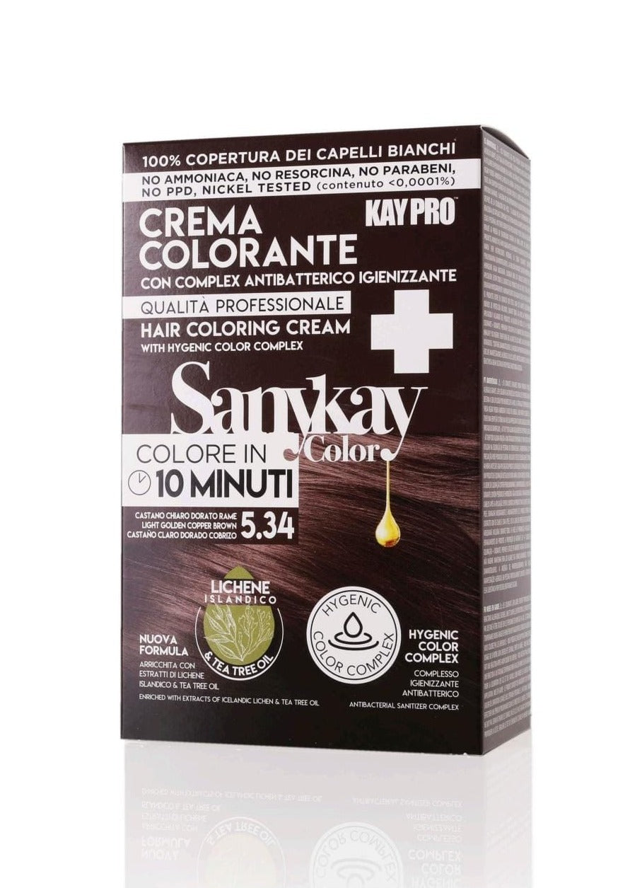 SANYKAY- KIT COLOR 5.34 CASTAÑO CLARO DORADO COBRIZO