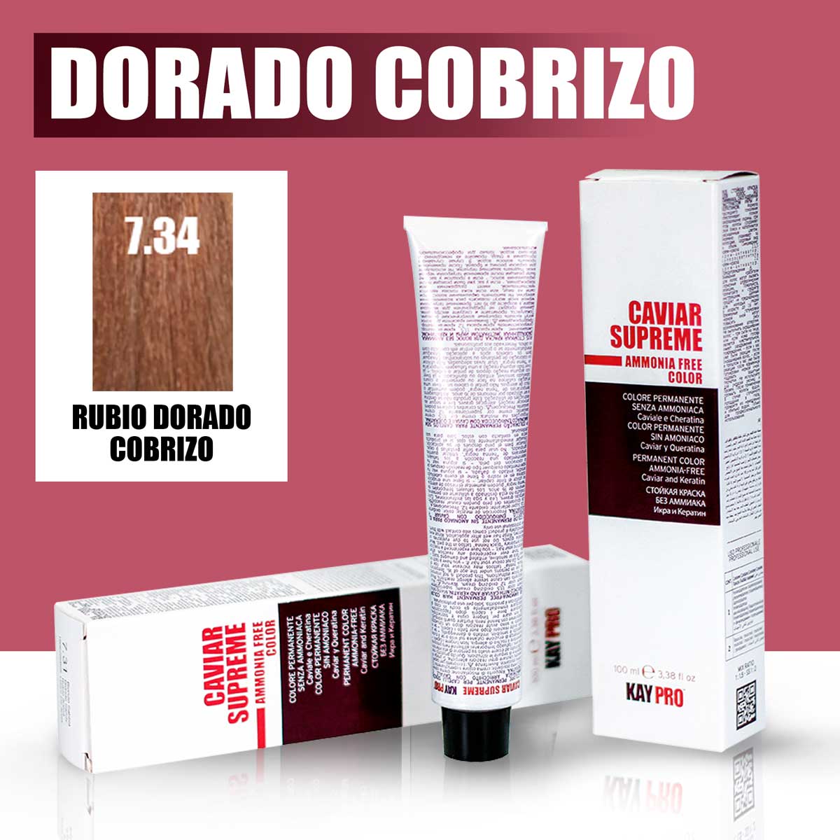 KAYPRO Caviar Supreme - Tinte Caviar Golden Copper 7.34 (Rubio Dorado Cobrizo)