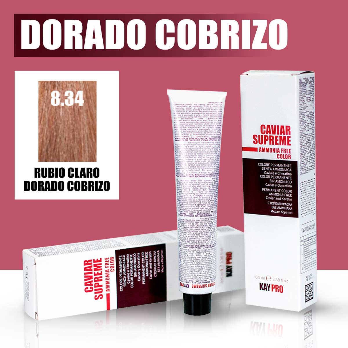 KAYPRO Caviar Supreme - Tinte Caviar Golden Copper 8.34 (Rubio Claro Dorado Cobrizo)