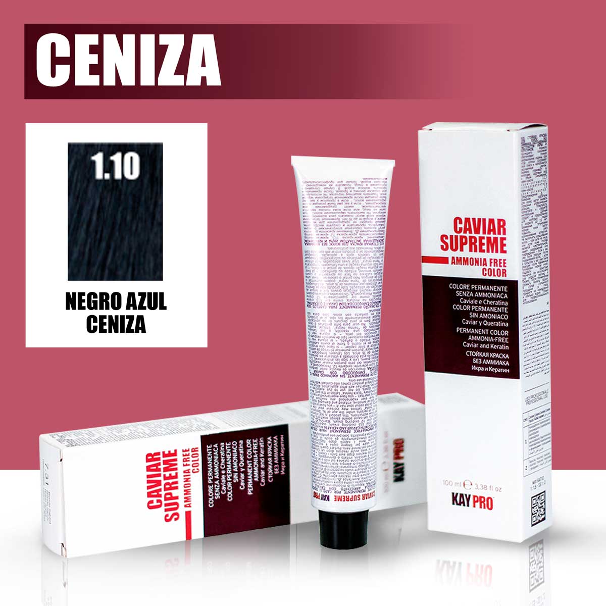 KAYPRO Caviar Supreme - Tinte Caviar ASH 1.10 (Negro Azul Ceniza)