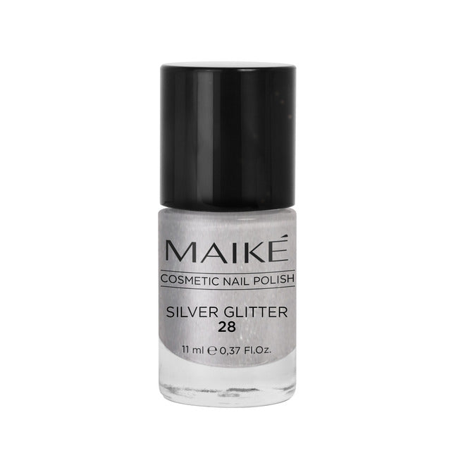 ESMALTE DE UÑAS - 28 SILVER GLITTER - MAIKÉ