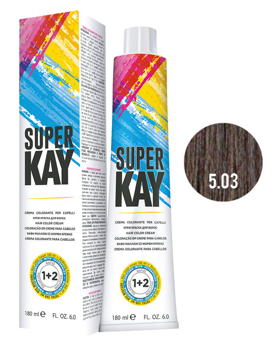 SUPER KAY CREMA COLORANTE 5.03 - CASTAÑO CLARO NATURAL CALIENTE