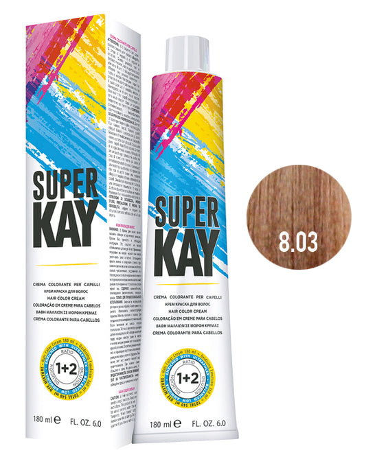 SUPER KAY CREMA COLORANTE 8.03 - RUBIO CLARO NATURAL CALIENTE